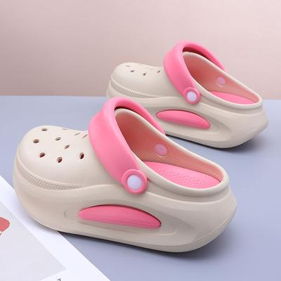 Летние толстоподошвенные увеличивающие рост, женские уличные спортивные нескользящие сандалии, пляжные шлепанцы с закрытым носком