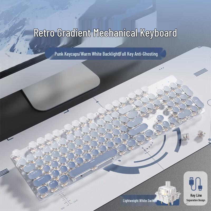 Проводная механическая клавиатура EWEADN V30 в стиле панк-ретро