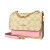COACH Klare Coated Canvas With Leather Shoulder Bag, Crossbody Bag Small Womens Khaki Pink