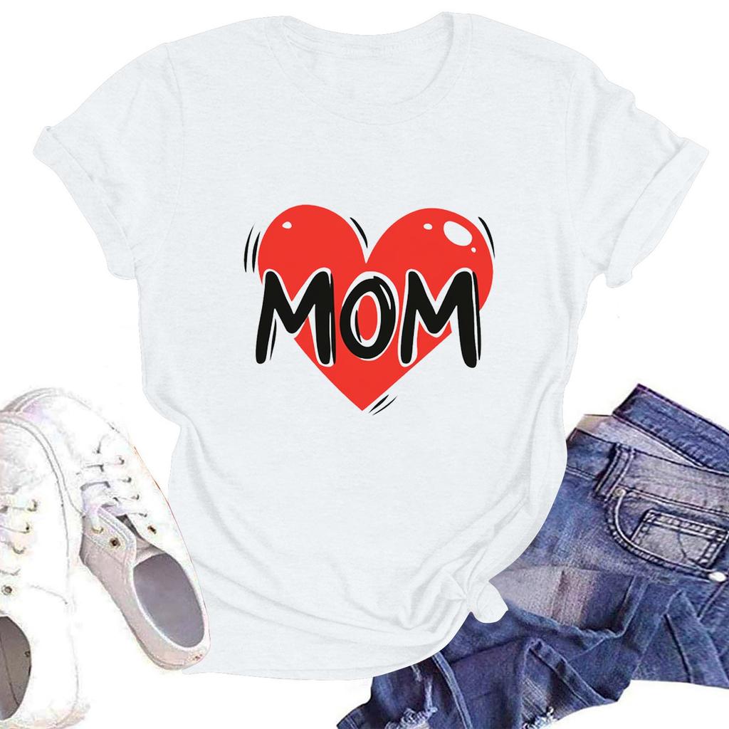 Women's Casual Round Neck Short Sleeve Pullover Printed T-Shirt Top