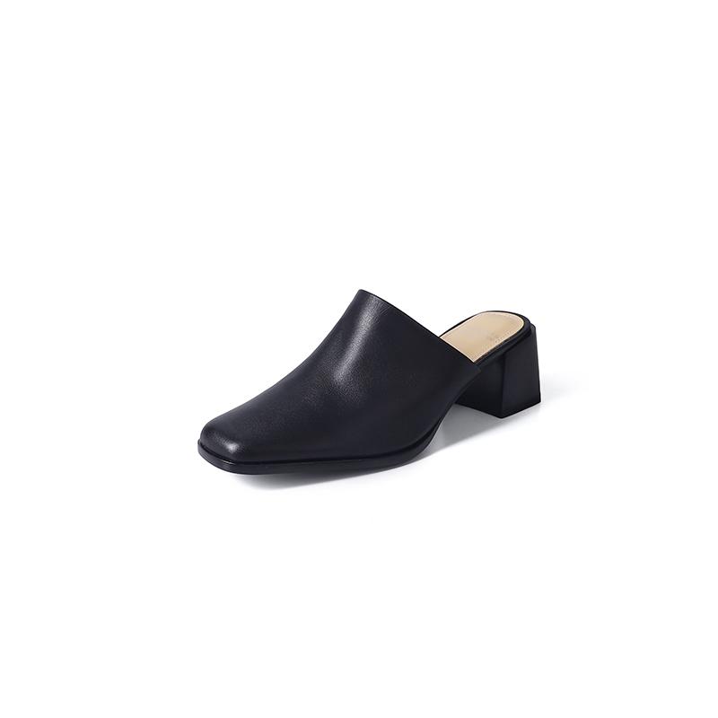 Мода 2025 Лето Женская обувь Квадратный носок Квадратный каблук Шлепанцы Модная обувь из коровьей кожи для женщин Повседневные мюли для женщин Сандалии