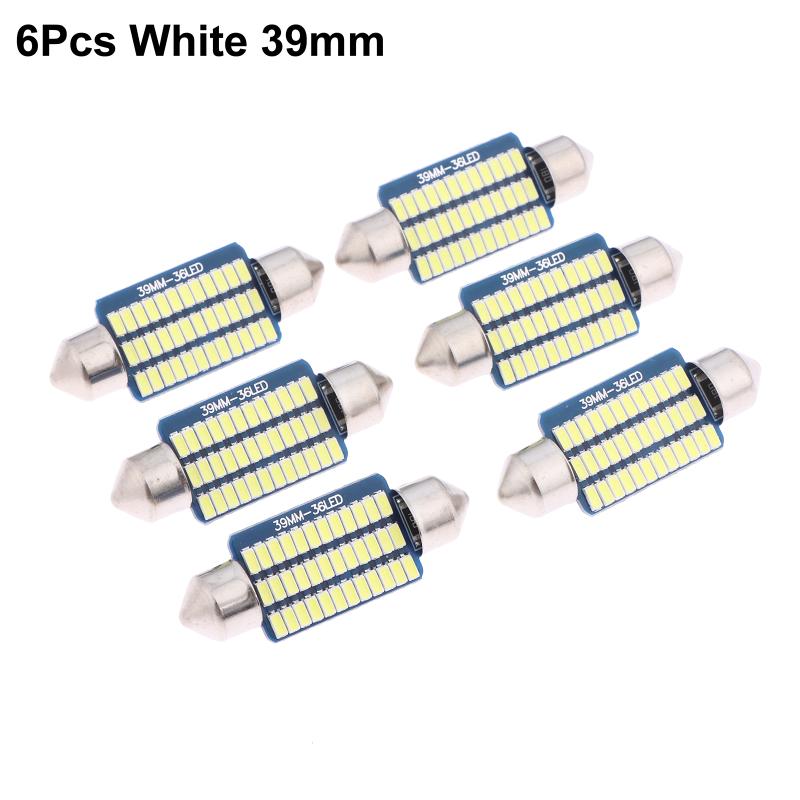 6 шт. Светодиодные лампы C5W Canbus Festoon LED Для освещения салона, купола, багажника, номерного знака автомобиля 12В 300Лм 6500K Белый