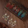 Bohemian Antique Water Drop Tassel Earrings for Women Vintage Dangle Earring Jewelry Accessory