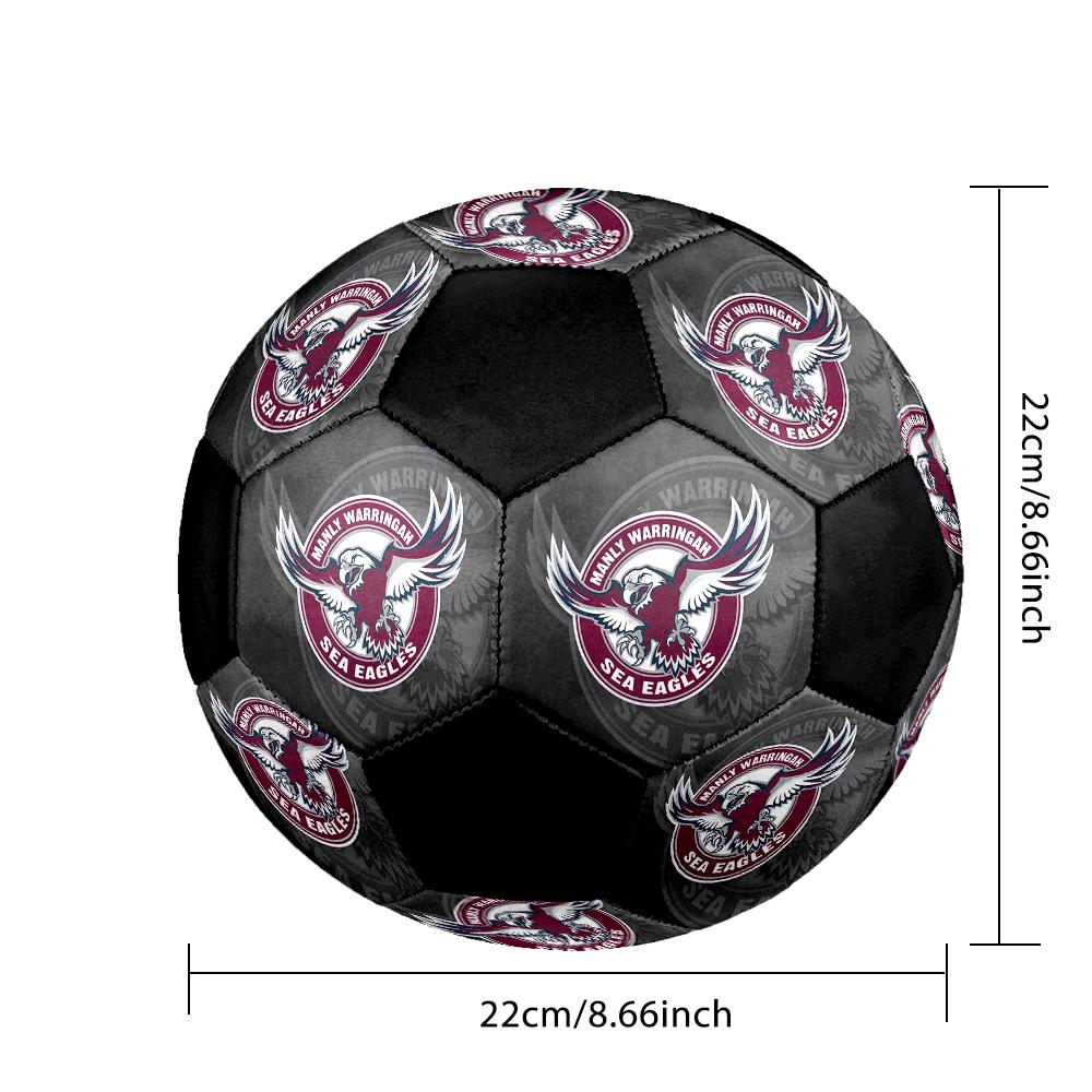 SIZE 5 Manly Warringah Sea Eagles Soccer Ball Colorful All Ages Machine Stitched PVC Competition Ready Durable High-Bounce