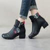 Ботильоны из натуральной кожи, женская обувь 2024 года, осень-начало зимы, круглый носок, квадратный каблук, молния, ручная работа, женские ботинки для отдыха