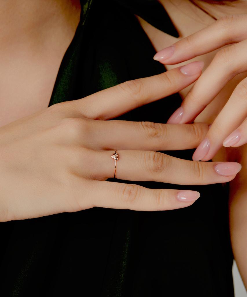 Helene Jewelry Кольцо Miss с объемным сердцем из 14-каратного золота (Тип C)