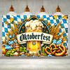 Oktoberfest theme banner 1 piece - Traditional German celebration background, beer and pretzel design