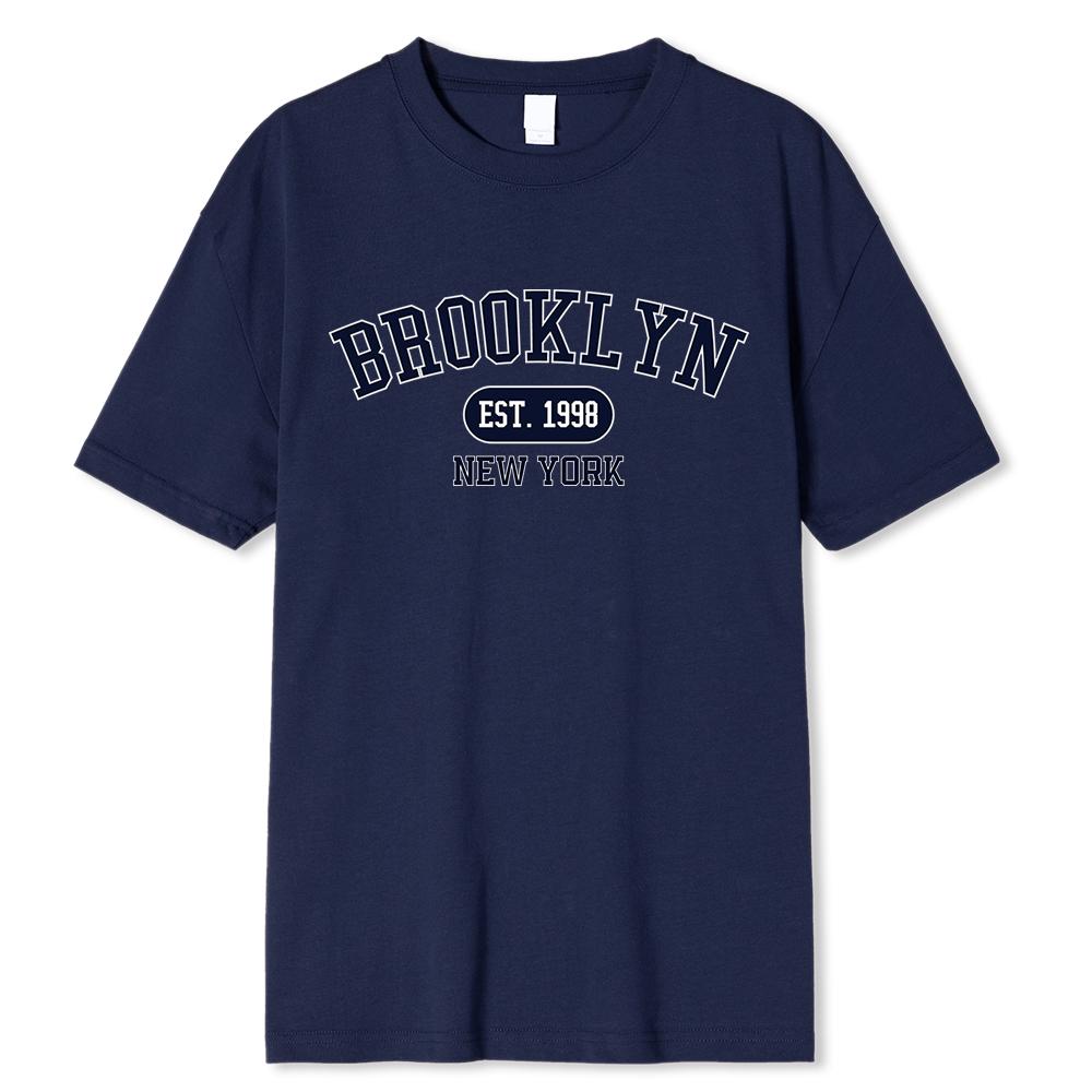 Brooklyn Est.1998 New York Printed Men T-Shirts 100% Cotton Breathable Top Fashion Harajuku Breathable T-Shirt