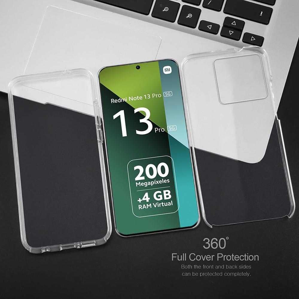 Чехол Redmy Note13 Pro 5G 4G, чехлы с защитой всего корпуса на 360° для Redmi Note 13 Pro+ 5G, прозрачный ПК+ПЭТ, двусторонний противоударный чехол