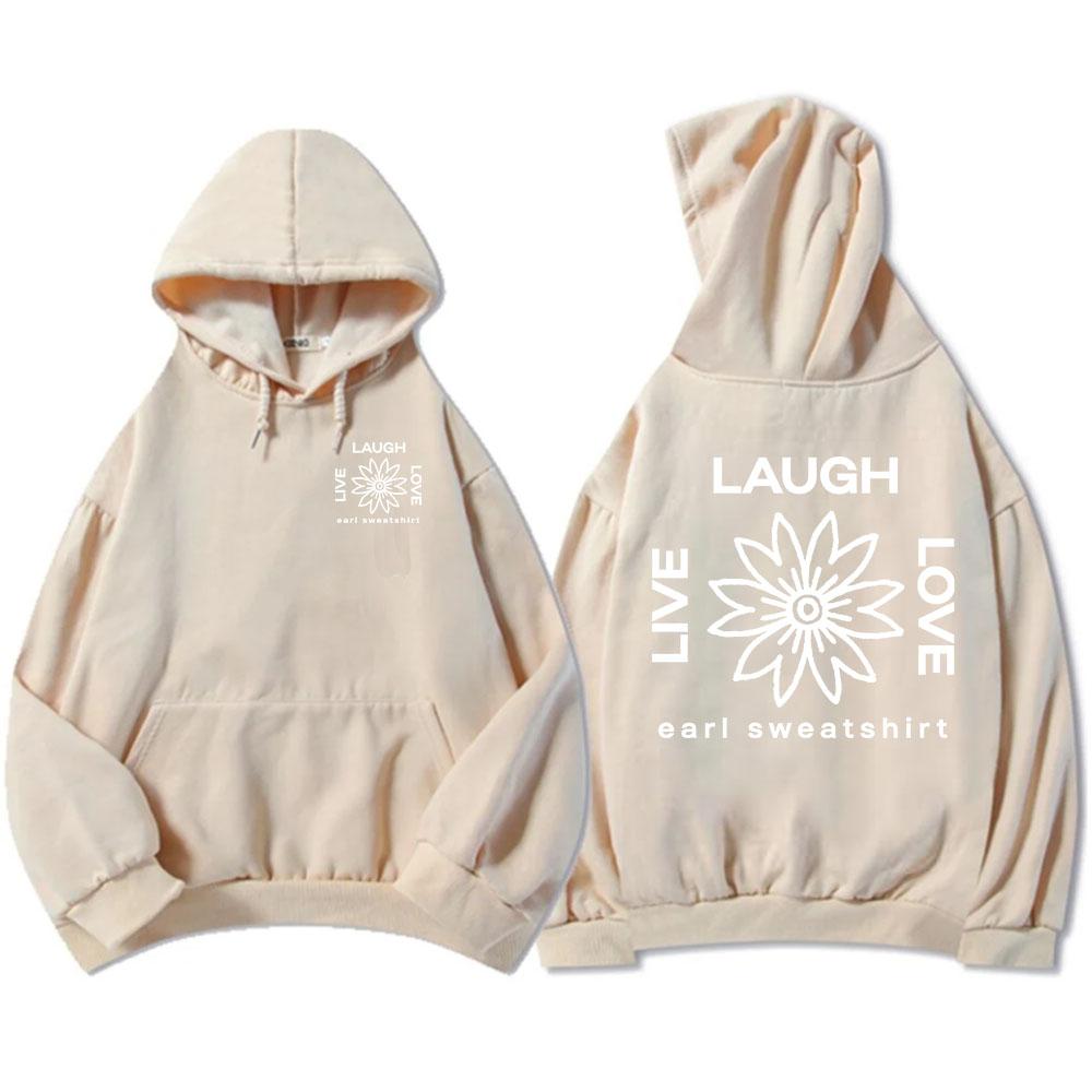 LLL FLOWER Print Hoodies Earl Sweatshirt Live Laugh Love Sweatshirt Autumn Fleece Male Hooded Pullovers Casual Men Clothes