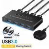 KVM-переключатель с 4 входами и 4 выходами, USB 3.0 концентратор, общий USB 2.0 разветвитель для принтера, переключатель-контроллер-адаптер для ПК, ноутбука, клавиатуры, мыши, монитора