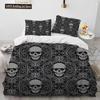 3D Gothic Horror Skull Cartoon Comforter Bedding Set,Duvet Cover Bed Set Quilt Cover Pillowcase,King Queen Size Bedding Set Gift