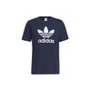 Originals Trefoil Letter Logo Print Crew Neck Short Sleeve T-Shirt Men Tops Navy IA4814