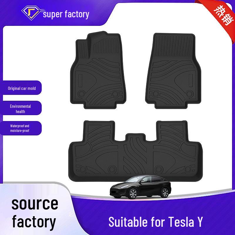 Коврики для пола Tesla Model Y 2019-2024 из TPE - Водонепроницаемые и Прочные