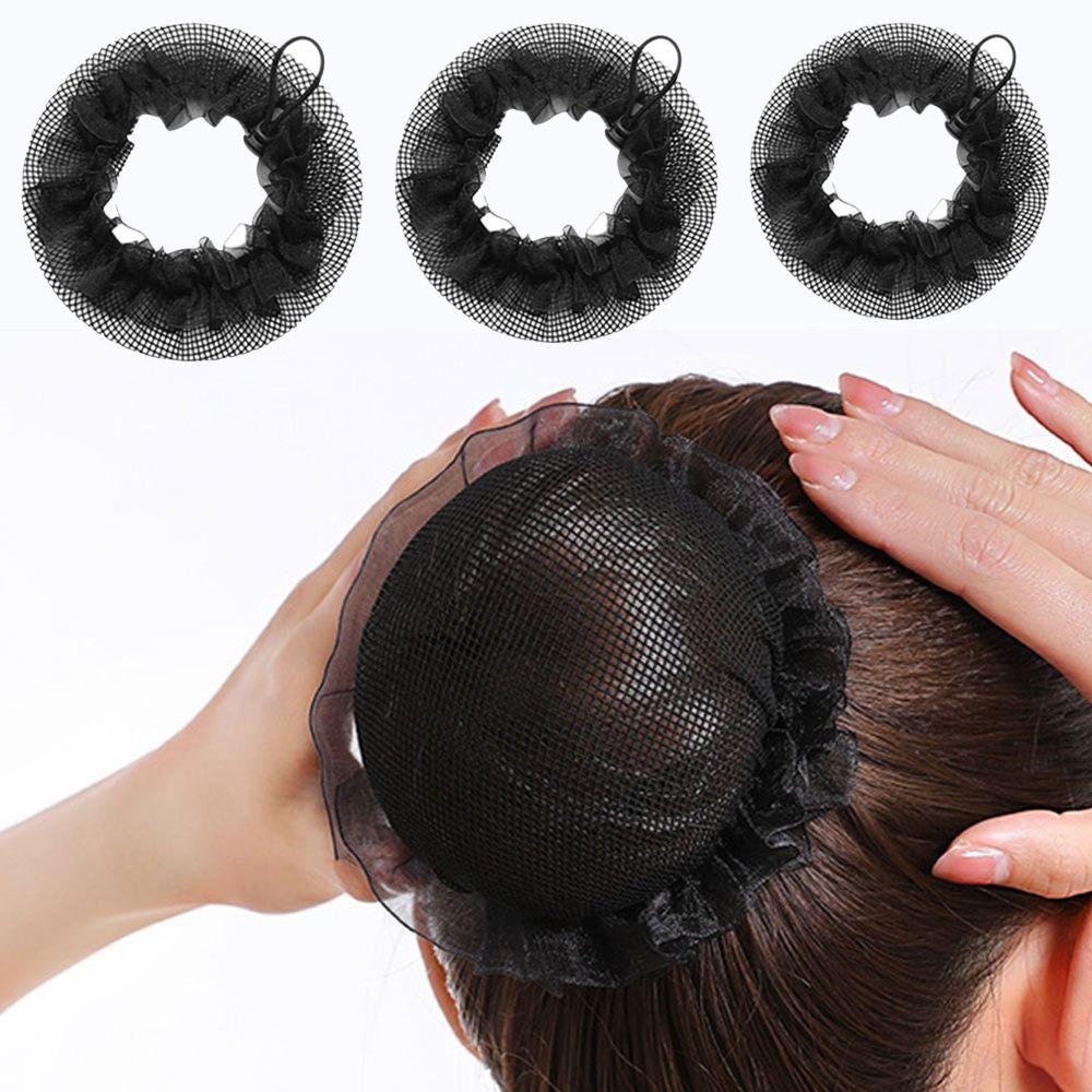Elegant Drawstring Bun Hair Net Elastic Lace Work Headdress  For Women Girl Hair Accessories
