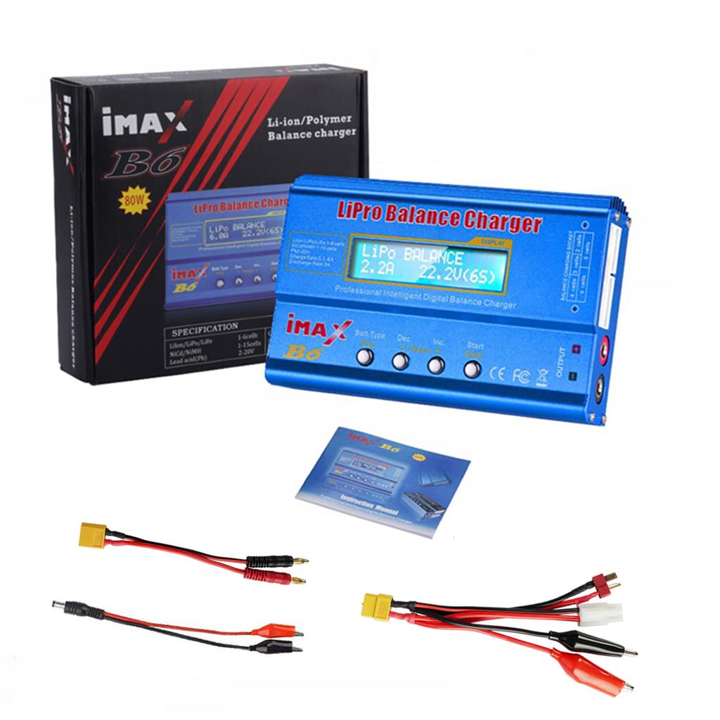 IMAX B6 80W Multi-function Battery Charger For Lipo Li-ion LiFe NiMh Ni-Cd PB XT60 Tamiya RC Balance Discharger+15V 6A Adapter
