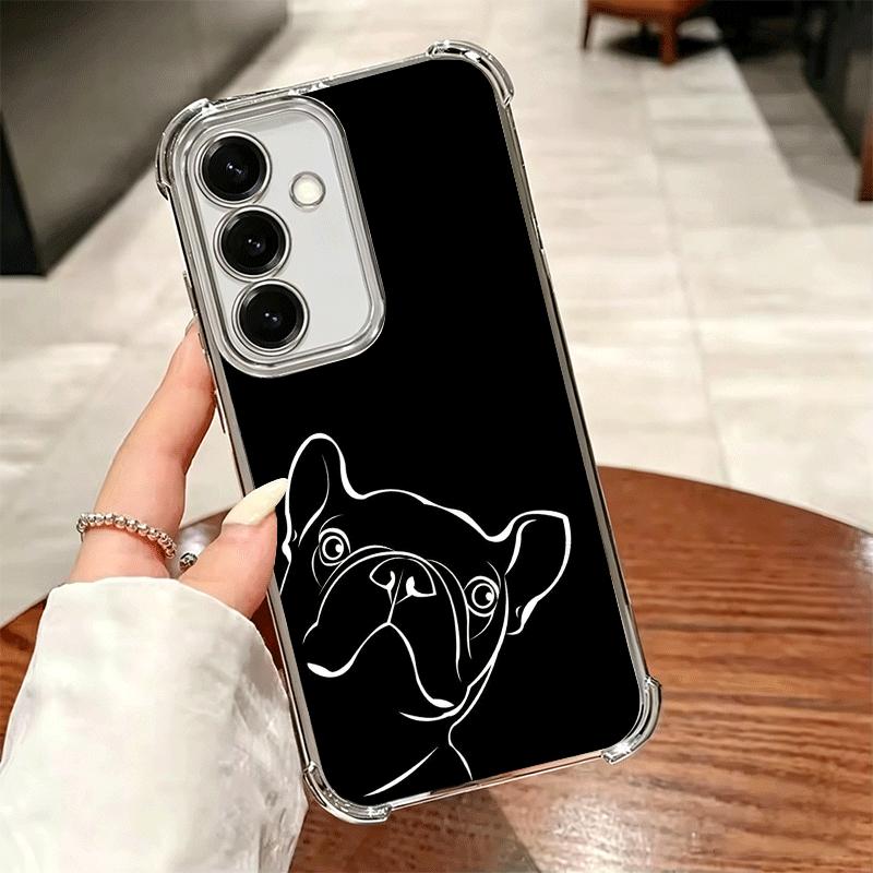 French Bulldog Black Desgin Plating Phone Case For Samsung A17 A07 A37 A57 A16 A56 A15 A55 A14 A54 A13 A53 A26 A36 A25 A35 A24 A