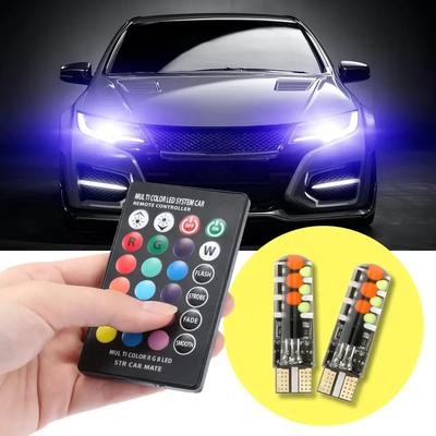 12 В Автомобильная светодиодная RGB лампа T10 W5W светодиодная RGB SMD сигнальная лампа для интерьера, декоративные светильники, клиновидный светильник с дистанционным чтением, автомобильные лампы