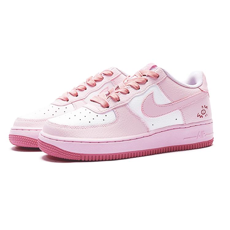Nike Кроссовки Air Force 1 для скейтбординга Женские Низкие Белый/Розовый CT3839-107(Команда15-)