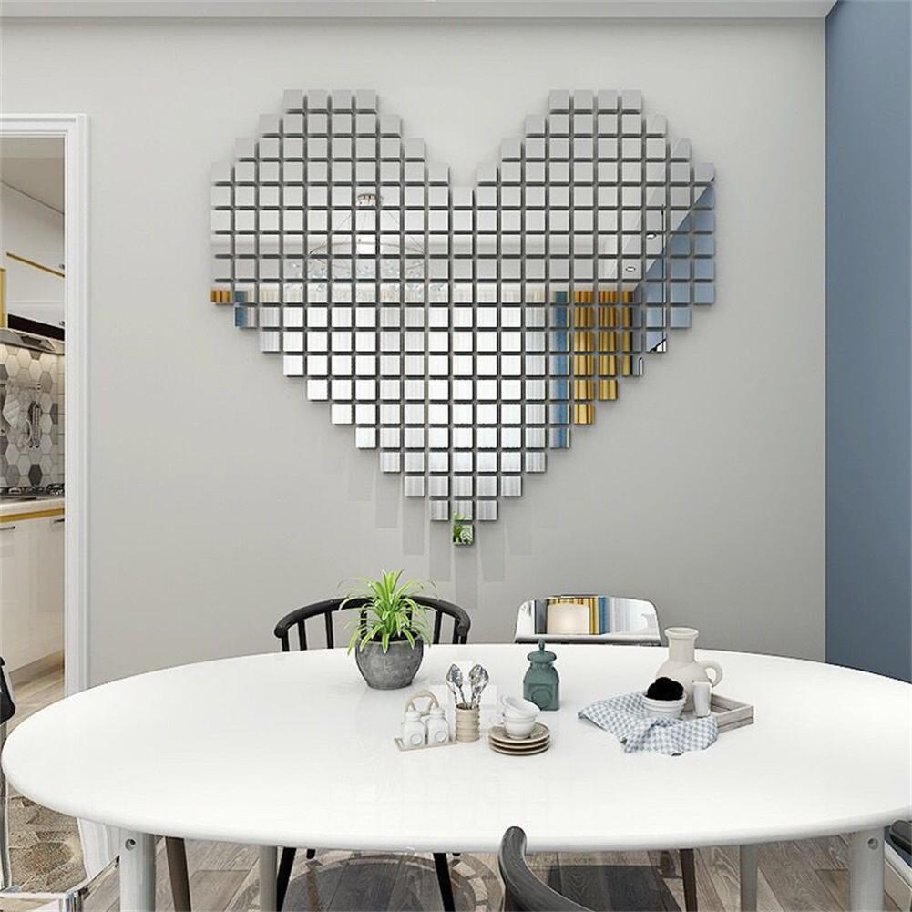 Wall Sticker Mirror Stickers 100PCS 10x10mm DIY Glass