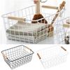 Rectangle Iron Wired Basket White Black Sundries Container For Bathroom Kitchen