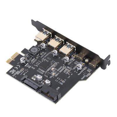Адаптер PCIe to USB Gen 2 20 Гбит/с 3xUSB A 2xUSB C 5-портовая карта расширения PCI Express для Linux OS X PC 3.2 Card,