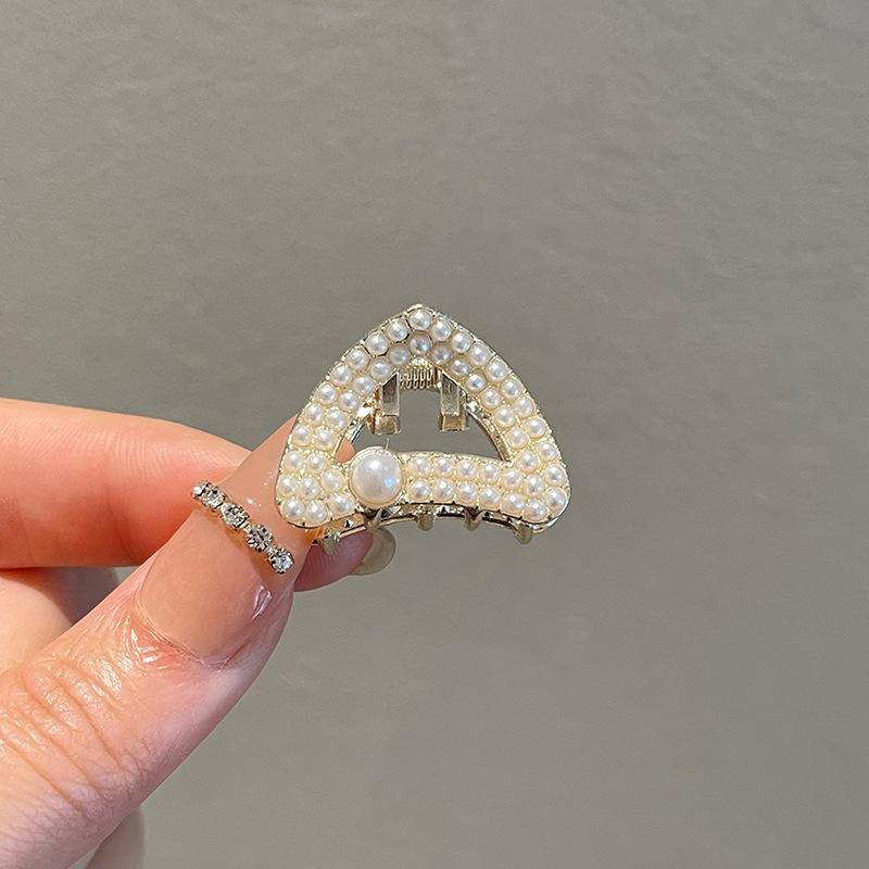 Маленькая заколка для волос Pearl Rhinaute, женская сетчатая заколка для знаменитостей, нежный высокий зажим для хвоста, корейская расширенная заколка для волос с боковым разрезом, головной убор