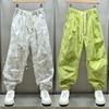 New Versatile Splicing Casual Pants Tied with Dyed Autumn New Loose Tie Pants Quick-drying Fashionable Nine-point Men Pants