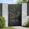 VidaXL Garden Gate Black 105x155 Cm Steel Leaf Design, Fence Door, Outdoor Door, Metal Door, 4100961