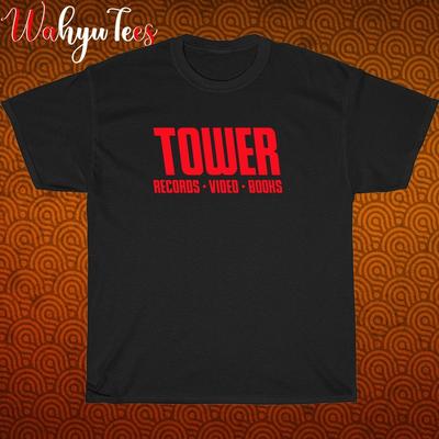 Новый! TOWER RECORD Дизайн Логотип Черный Серый Темно-синий Белый Размер S-5XL Унисекс Футболка