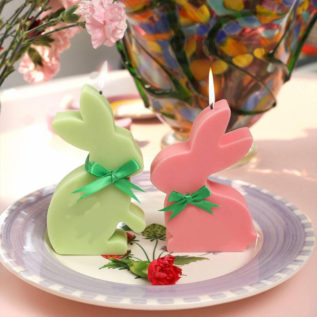 3D форма для свечи в виде кролика для DIY свечи, мыла, гипса, украшение для пасхальной вечеринки, форма для свечи на пасхальную тематику, силиконовые формы для смолы в виде кролика