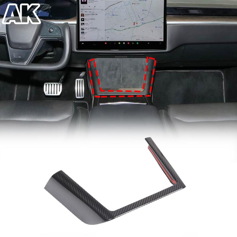 For Tesla Model S/X 2021-2026 Real Carbon Fiber Car Central Control Charging Panel Decorative Cover Car Interior Accessories