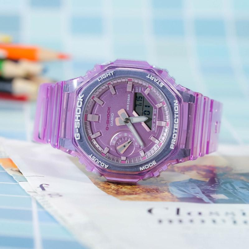 Casio G-SHOCK Серия Ice Tough Восьмиугольный Циферблат Прозрачный Водонепроницаемые и Ударопрочные Спортивные Часы Кварцевый Механизм Ремешок из Смолы Японские GMA-S2100SK-4APR