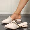 Модные женские туфли-шлепанцы на каблуке с острым носком Летняя модная обувь Дизайнерские сандалии-слингбэки Элегантные слайды нового бренда 2025 Вечерние сандалии