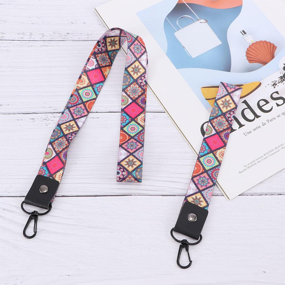 Long Tag Hang Strap Keychain Short Plaid Lanyards Key Rope Mobile Phone Straps Wrist Band