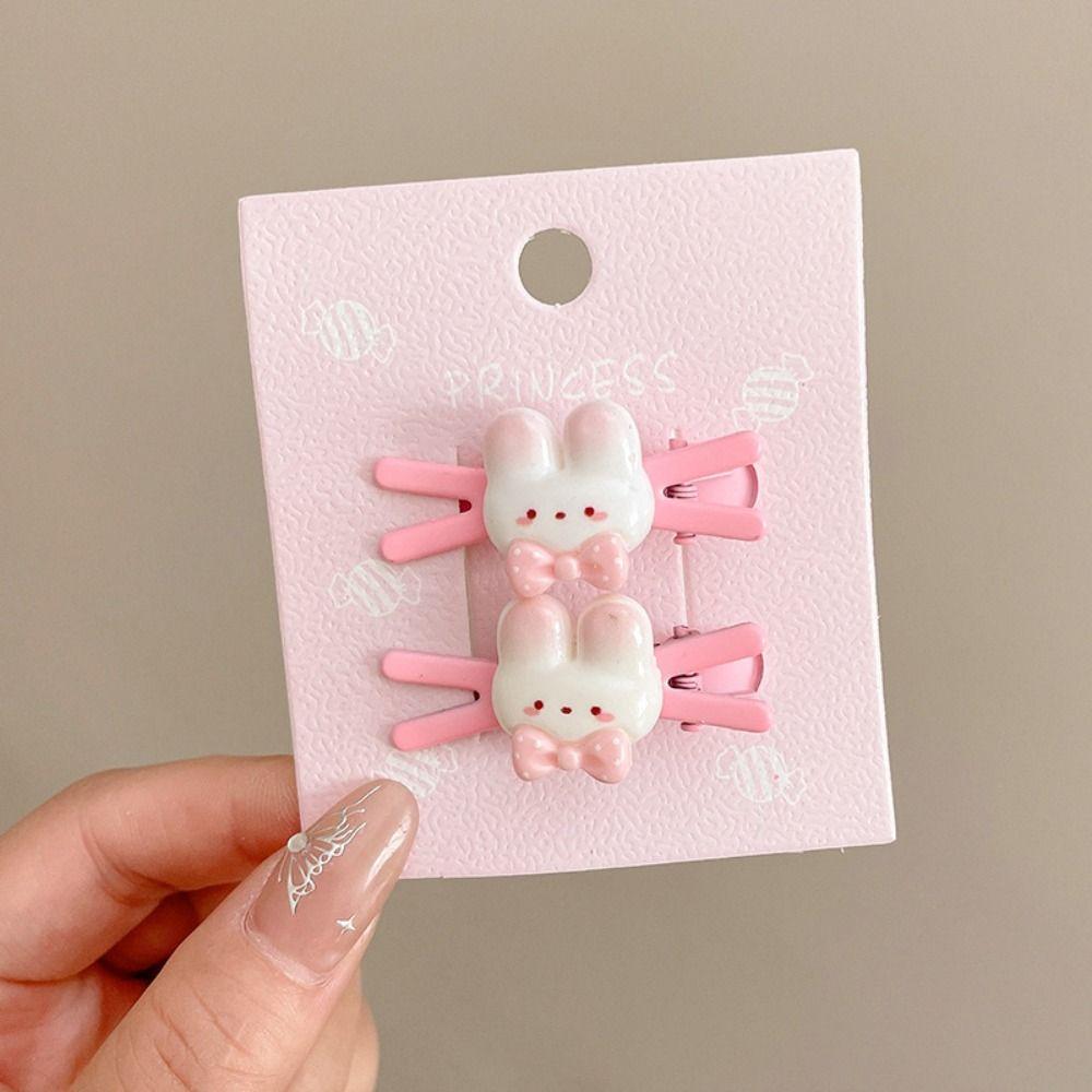 2Pcs/set Candy Color Hairpin Fine Flash Duckbill Clip Fashion Rabbit Hair Clip Women