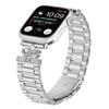 Stainless Steel Strap for Apple Watch Series 10 Ultra 9 8 7 SE 6 5 4 3 2 1 46mm 49mm 45mm 44mm 42mm Crown Shape Rhinestone Decor Silver Watch Band