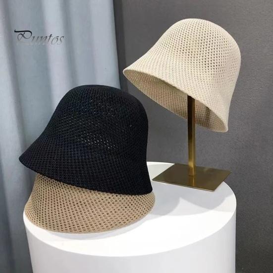 Women Lesure Fisherman Hat Hollow Out Good Breathability Thin Solid Color Anti-UV Sun Protection Foldable Panama Hat Summer Outdoor Bucket Hat