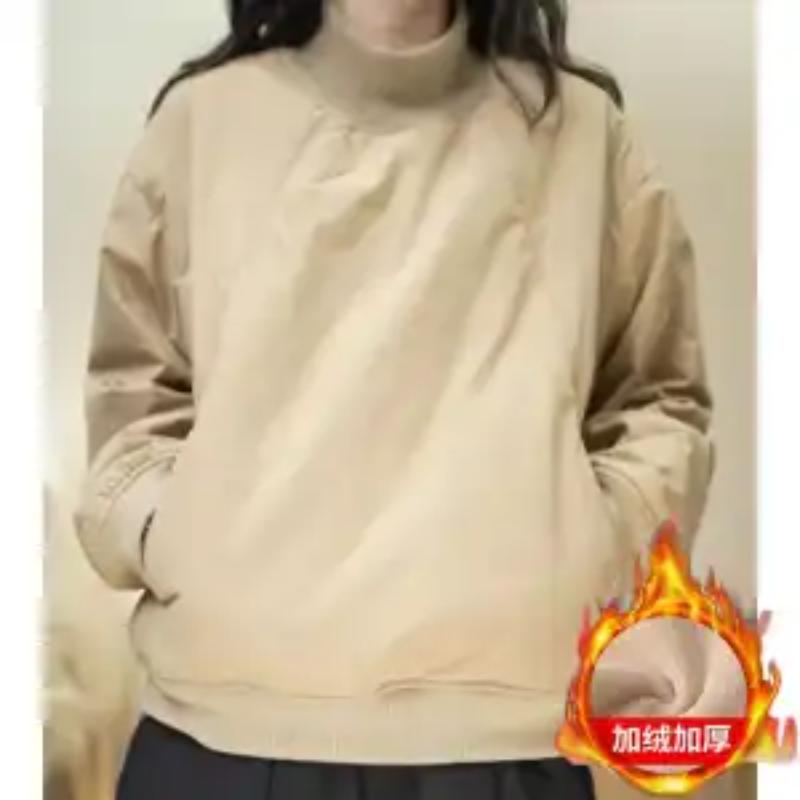 Autumn and Winter New Style Spliced Pullover Round Neck Casual Simple Solid Color Sweatshirt Design Long-sleeved Top