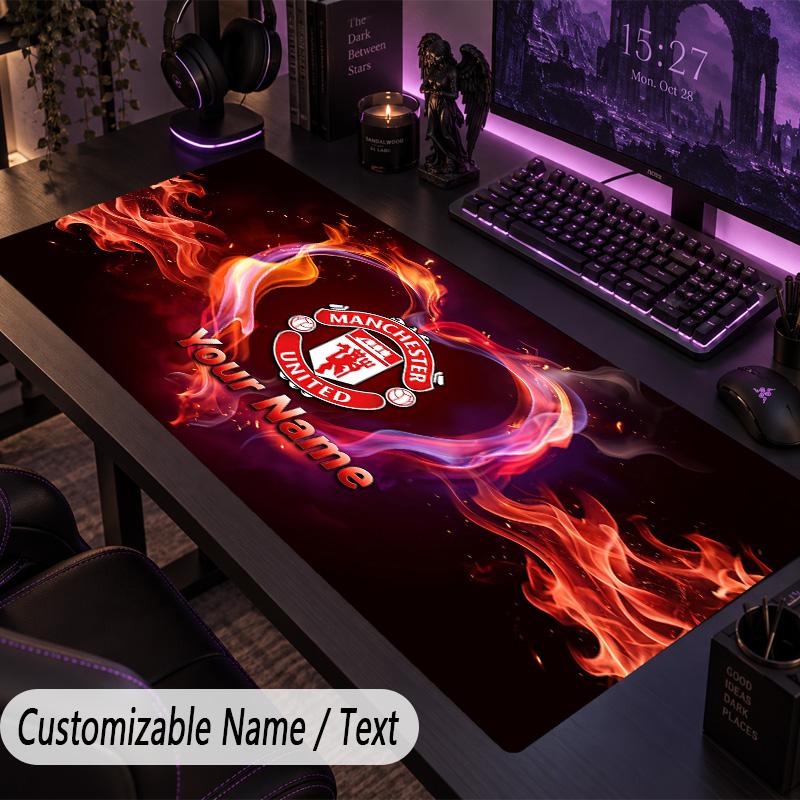 Large Mouse PadManchester United Custom Name Text Personalized Desk Mat Non Slip Gaming Pad