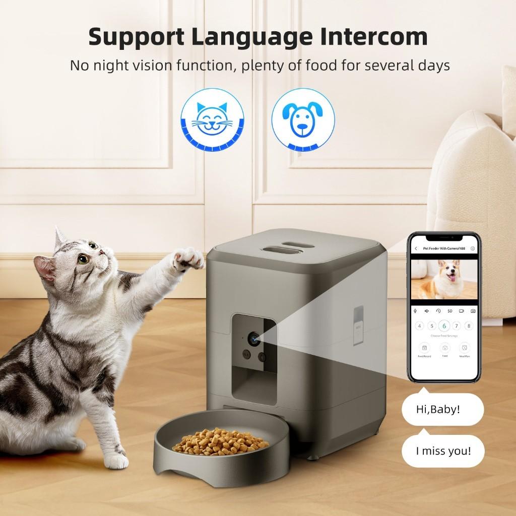 2L Large Capacity Automatic Pet Feeder Button Wi-Fi & Camera Controlled Pet Feeding Machine Smart Dog Cat Food Dispenser