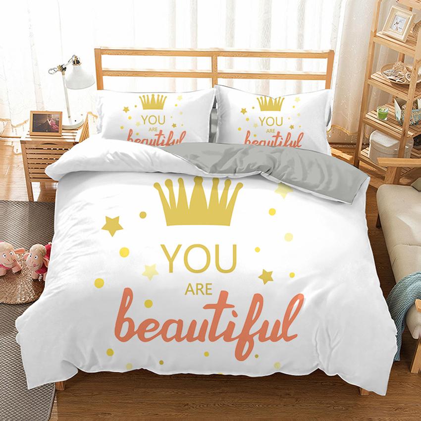 Постельное белье для влюбленных пар Король Королева Пододеяльник Черно-белый принт Комплект постельного белья для взрослых День святого Валентина Декор спальни Покрывало