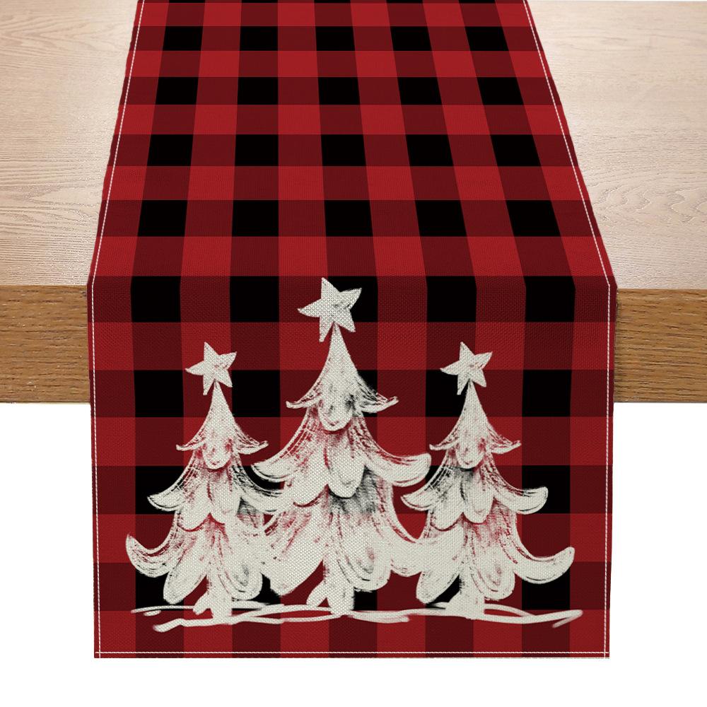 Рождественский печатный настольный флаг, украшение для дома, маленькая скатерть, льняная маленькая скатерть