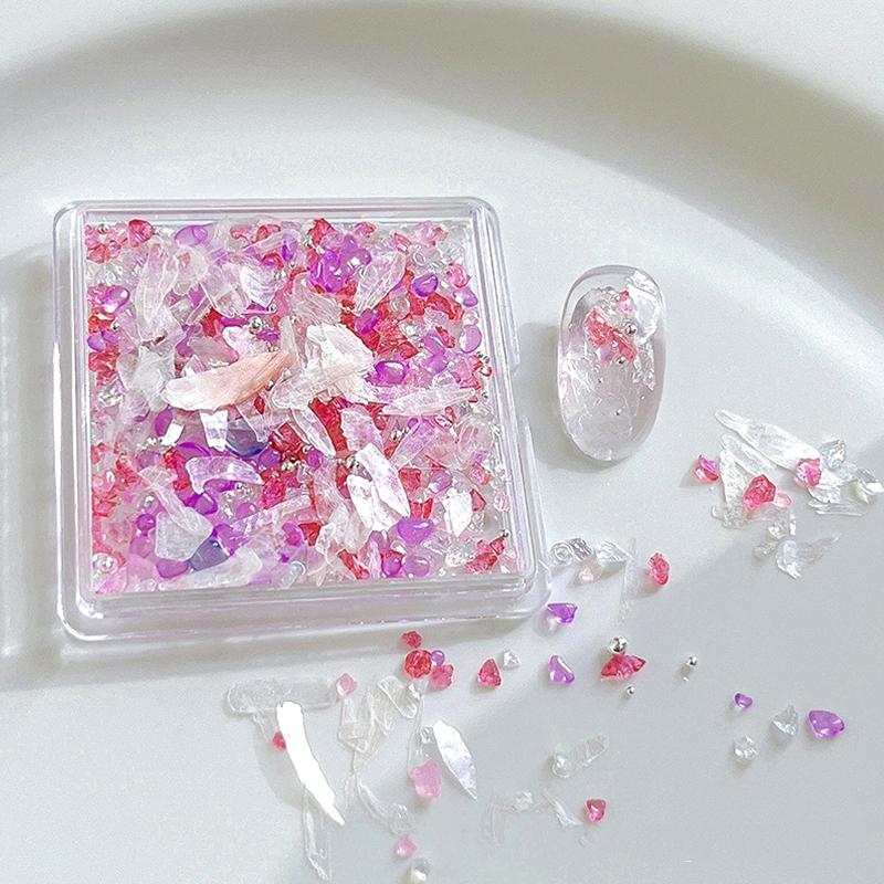 1 Коробка DIY Декор для Нейл-Арта Неправильный Гравий Слюда Чип Дрели для Ногтей Стальные Шарики Алмазы для Ногтей Маникюр Дизайн Аксессуары Подарок