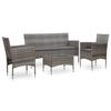 VidaXL Garden Lounge Set 4 Pcs with Cushions Wicker Resin Grey
