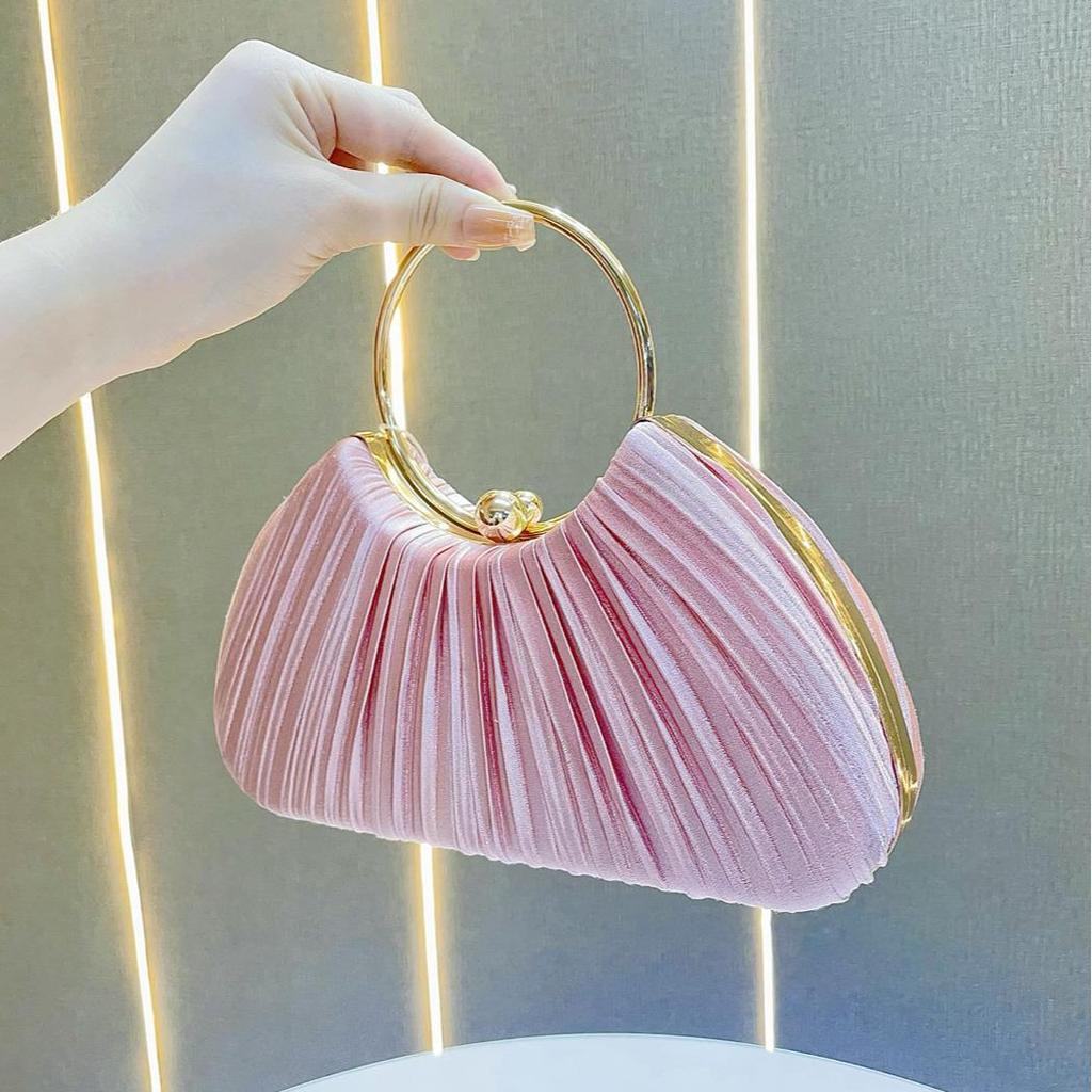 "Pleated Evening Handbag: Small Crossbody for Banquets & KTV"