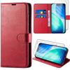 Case for iPhone 17 - BOOLING - Anti-Scratch Shockproof Synthetic Leather Flap - Red - 2 Tempered Glasses
