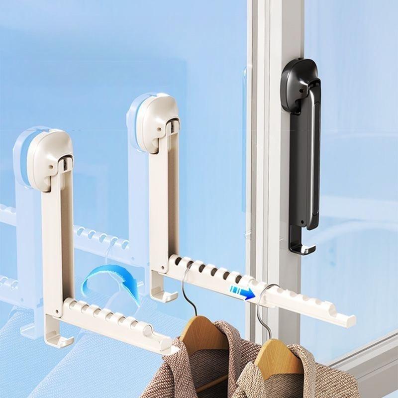 Выдвижная настенная сушилка для одежды – Складная конструкция с основанием на присосках, не требующим сверления, Идеально подходит для использования в помещении и на открытом воздухе