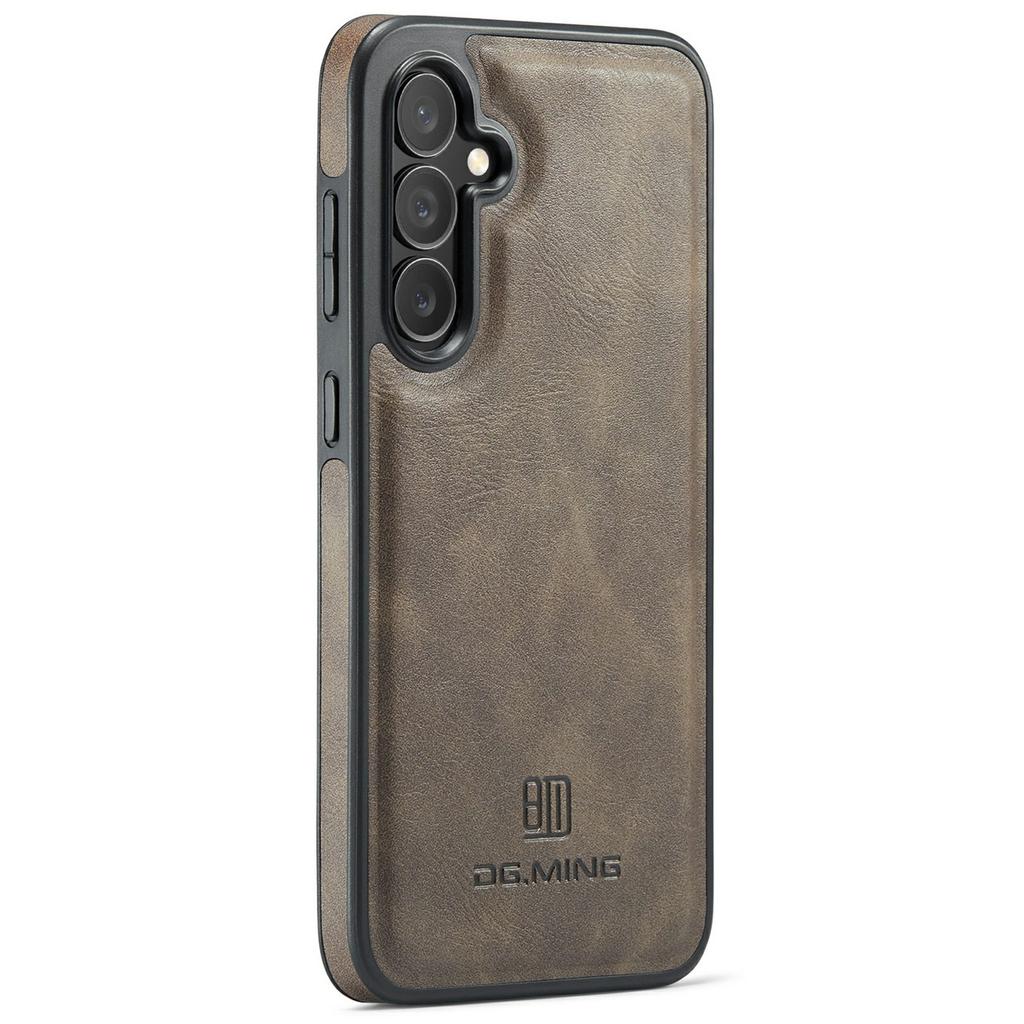 DG.MING For Samsung Galaxy S25 FE Case Anti-Drop Leather Coated PC+TPU Phone Back Cover