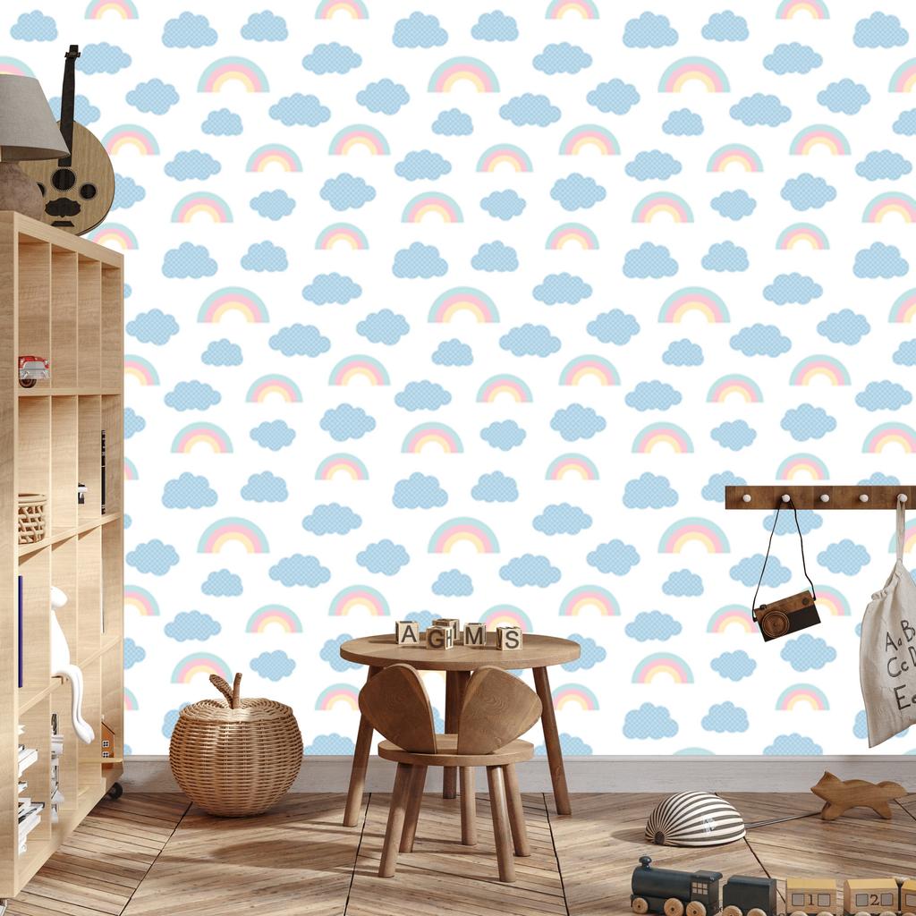 Rainbows in front of clouds wallpaper for living room and bedroom 50x1000
